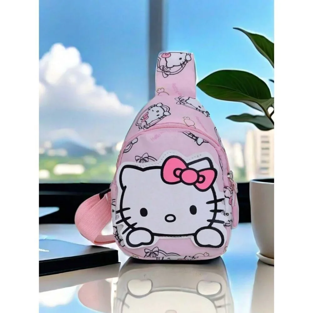 Sanrio Cartoon Pattern Chest Bag Pink Oxford Cloth Baby Bag
